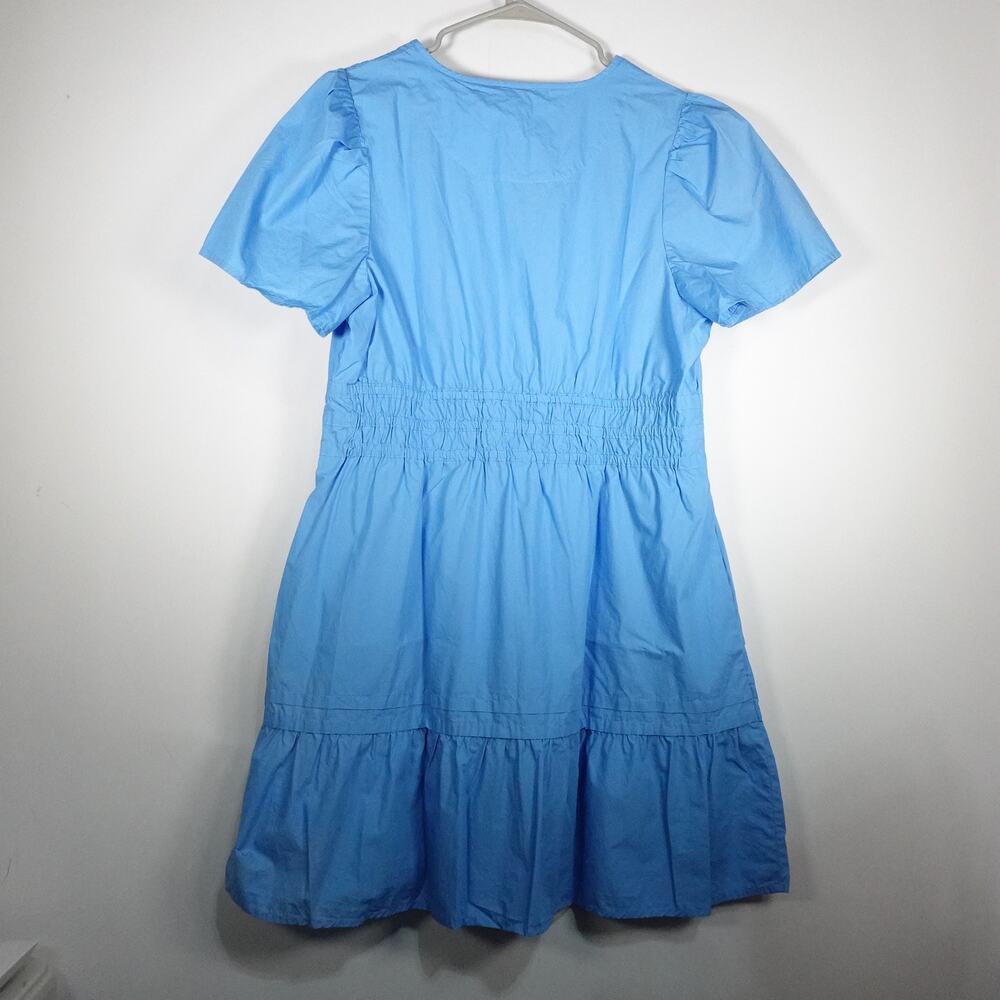 Quince Sz Large Organic Cotton Tiered Mini Dress Cornflower Blue 4034-19 - Picture 6 of 6